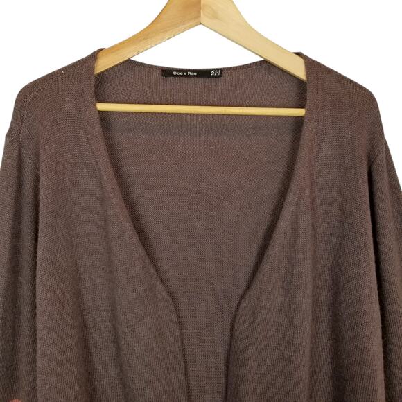 Doe & Rae Women's Brown Tan Colorblock Long Duster Cardigan Cashmere Size 1X - Picture 6 of 8